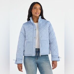 Mixed Media Quilted Corduroy Puffer Jacket SZ S
